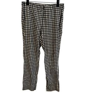 J. Jill Essential Cotton Blend Stretch Pants Gingham plaid white Women's Size 12